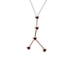 Siyah zirkon 8 ayar rose altın kolye (40 cm beyaz altın rolo zincir)