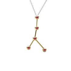 Cancer Kolye - Rodolit garnet 14 ayar altın kolye (40 cm beyaz altın rolo zincir) #1r08e4b