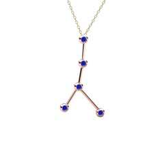 Lab safir 8 ayar rose altın kolye (40 cm gümüş rolo zincir)