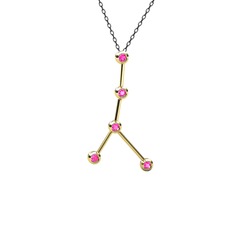 Cancer Kolye - Pembe kuvars 8 ayar altın kolye (40 cm gümüş rolo zincir) #1vj41ma