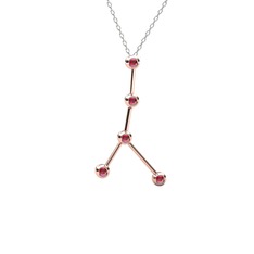 Cancer Kolye - Rodolit garnet 18 ayar rose altın kolye (40 cm gümüş rolo zincir) #1wvz5nr