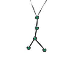 Cancer Kolye - Yeşil kuvars 925 ayar siyah rodyum kaplama gümüş kolye (40 cm gümüş rolo zincir) #1x9071v