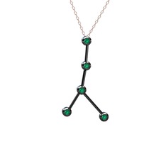 Cancer Kolye - Yeşil kuvars 925 ayar siyah rodyum kaplama gümüş kolye (40 cm rose altın rolo zincir) #1yquawa