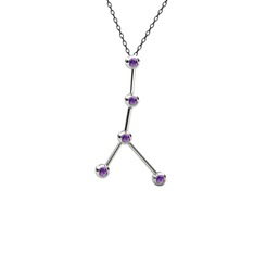 Cancer Kolye - Ametist 8 ayar beyaz altın kolye (40 cm gümüş rolo zincir) #1yysufz