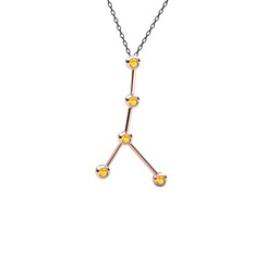 Sitrin 18 ayar rose altın kolye (40 cm gümüş rolo zincir)