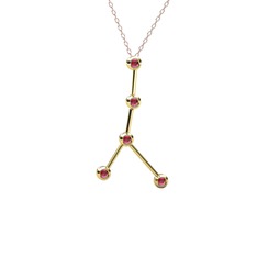 Rodolit garnet 18 ayar altın kolye (40 cm rose altın rolo zincir)