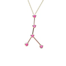Cancer Kolye - Pembe kuvars 18 ayar rose altın kolye (40 cm altın rolo zincir) #4qszsp