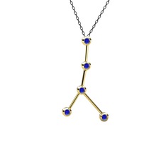 Lab safir 14 ayar altın kolye (40 cm gümüş rolo zincir)