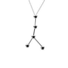 Siyah zirkon 925 ayar gümüş kolye (40 cm beyaz altın rolo zincir)