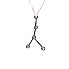 Cancer Kolye - Pırlanta 925 ayar siyah rodyum kaplama gümüş kolye (0.18 karat, 40 cm rose altın rolo zincir) #71wloj