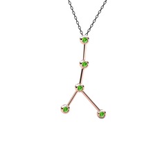 Peridot 14 ayar rose altın kolye (40 cm gümüş rolo zincir)