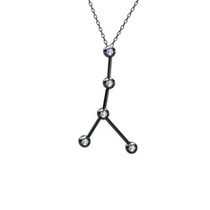 Cancer Kolye - Beyaz zirkon 925 ayar siyah rodyum kaplama gümüş kolye (40 cm gümüş rolo zincir) #8gzrj8