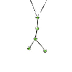 Cancer Kolye - Peridot 8 ayar beyaz altın kolye (40 cm gümüş rolo zincir) #8md17y
