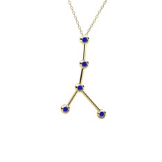 Lab safir 925 ayar altın kaplama gümüş kolye (40 cm altın rolo zincir)