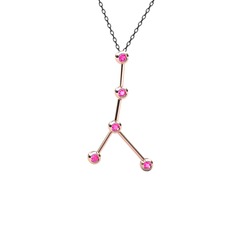 Cancer Kolye - Pembe kuvars 8 ayar rose altın kolye (40 cm gümüş rolo zincir) #8p4y3x