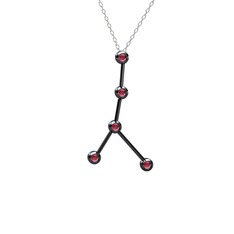 Rodolit garnet 925 ayar siyah rodyum kaplama gümüş kolye (40 cm beyaz altın rolo zincir)