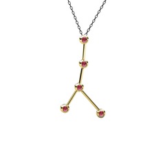 Cancer Kolye - Rodolit garnet 925 ayar altın kaplama gümüş kolye (40 cm gümüş rolo zincir) #944bsb