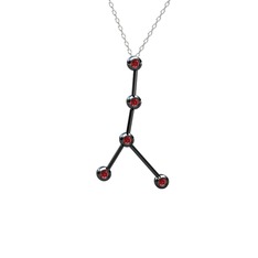 Cancer Kolye - Garnet 925 ayar siyah rodyum kaplama gümüş kolye (40 cm beyaz altın rolo zincir) #9fflsk