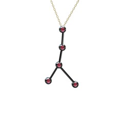 Rodolit garnet 925 ayar siyah rodyum kaplama gümüş kolye (40 cm altın rolo zincir)