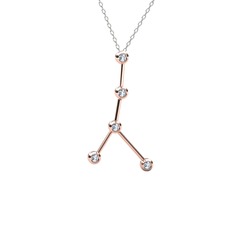 Cancer Kolye - Beyaz zirkon 14 ayar rose altın kolye (40 cm beyaz altın rolo zincir) #dnwhay