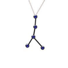 Lab safir 925 ayar siyah rodyum kaplama gümüş kolye (40 cm rose altın rolo zincir)