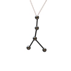 Cancer Kolye - Dumanlı kuvars 925 ayar siyah rodyum kaplama gümüş kolye (40 cm rose altın rolo zincir) #ewrixz