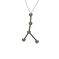 Peridot 925 ayar siyah rodyum kaplama gümüş kolye (40 cm beyaz altın rolo zincir)