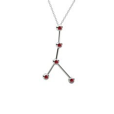 Garnet 925 ayar gümüş kolye (40 cm beyaz altın rolo zincir)