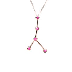 Cancer Kolye - Pembe kuvars 14 ayar rose altın kolye (40 cm rose altın rolo zincir) #k8gjm6
