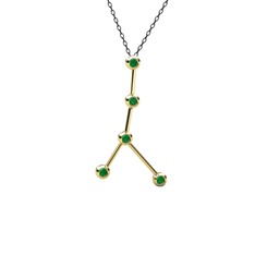 Cancer Kolye - Kök zümrüt 14 ayar altın kolye (40 cm gümüş rolo zincir) #plfpwk