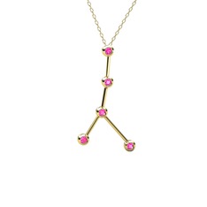 Cancer Kolye - Pembe kuvars 14 ayar altın kolye (40 cm altın rolo zincir) #q496ms