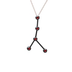 Garnet 925 ayar siyah rodyum kaplama gümüş kolye (40 cm rose altın rolo zincir)
