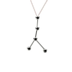 Cancer Kolye - Siyah zirkon 925 ayar gümüş kolye (40 cm rose altın rolo zincir) #rd23ws
