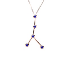 Cancer Kolye - Lab safir 18 ayar rose altın kolye (40 cm rose altın rolo zincir) #retwtt