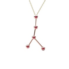 Cancer Kolye - Rodolit garnet 8 ayar rose altın kolye (40 cm gümüş rolo zincir) #s5ja1c