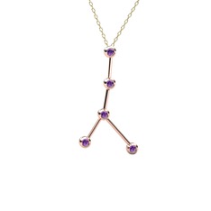 Ametist 8 ayar rose altın kolye (40 cm altın rolo zincir)