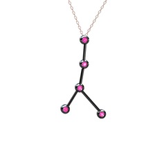 Cancer Kolye - Pembe kuvars 925 ayar siyah rodyum kaplama gümüş kolye (40 cm rose altın rolo zincir) #w0nq56