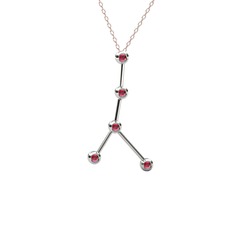 Rodolit garnet 8 ayar beyaz altın kolye (40 cm rose altın rolo zincir)
