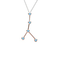 Akuamarin 8 ayar rose altın kolye (40 cm beyaz altın rolo zincir)