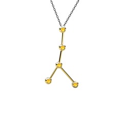 Cancer Kolye - Sitrin 14 ayar altın kolye (40 cm gümüş rolo zincir) #xkz24t