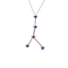 Lab safir 14 ayar rose altın kolye (40 cm beyaz altın rolo zincir)