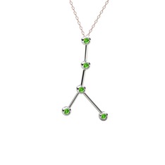 Peridot 14 ayar beyaz altın kolye (40 cm rose altın rolo zincir)