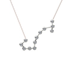 Swarovski 14 ayar beyaz altın kolye (40 cm rose altın rolo zincir)