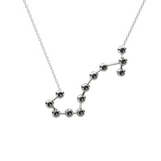 Scorpio Kolye - Siyah zirkon 8 ayar beyaz altın kolye (40 cm beyaz altın rolo zincir) #11hro7q