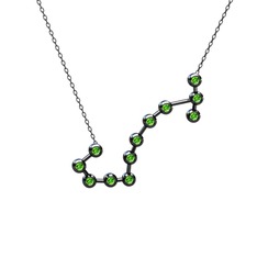 Peridot 925 ayar siyah rodyum kaplama gümüş kolye (40 cm gümüş rolo zincir)