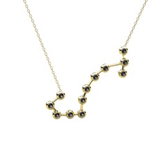 Scorpio Kolye - Siyah zirkon 18 ayar altın kolye (40 cm gümüş rolo zincir) #14gknvt