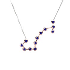 Scorpio Kolye - Lab safir 8 ayar rose altın kolye (40 cm beyaz altın rolo zincir) #19b6h9a