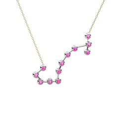 Pembe kuvars 14 ayar beyaz altın kolye (40 cm altın rolo zincir)