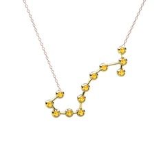 Scorpio Kolye - Sitrin 14 ayar altın kolye (40 cm rose altın rolo zincir) #1aua182