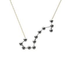 Scorpio Kolye - Siyah zirkon 14 ayar beyaz altın kolye (40 cm altın rolo zincir) #1cw0cwb